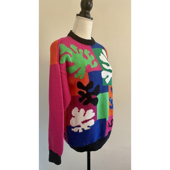 Vintage 90s Women’s Andina Matisse Handmade Peruvian Cotton Sweater Size Medium - Picture 7 of 9